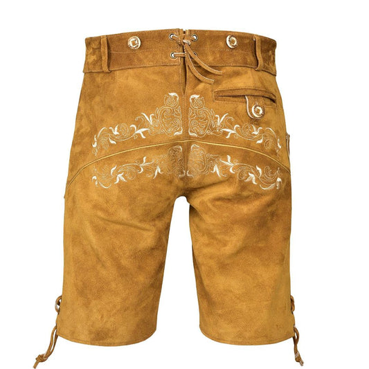 Quality wears Men Authentic Oktoberfest Lederhosen -Bavarian Lederhosen Costume - Lederhosen Men - German Bavarian Trachten Lederhosen (USA 33, Gold Big)
