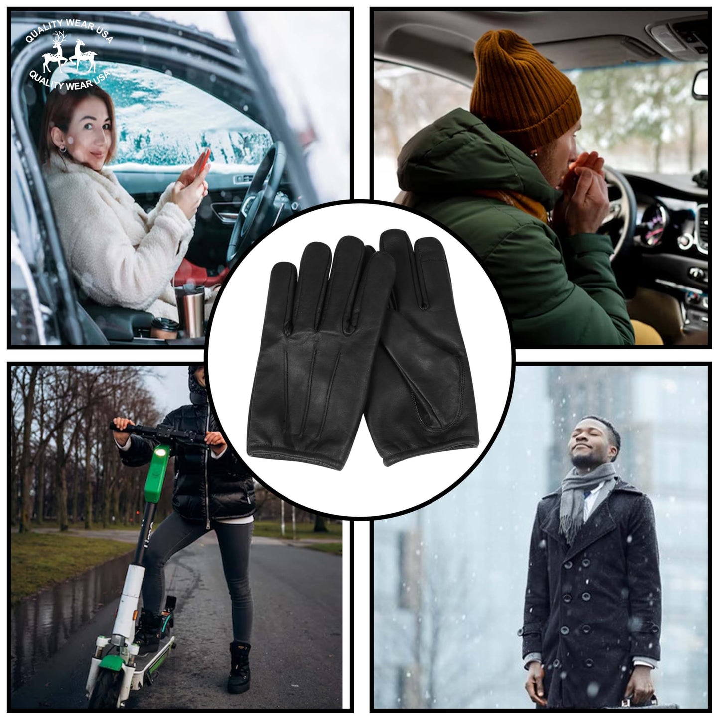 QUALITY WEARS USA Leather Search Duty Gloves - Motorcycle Unlined Gloves for men - Leather Chauffeur Gloves Men