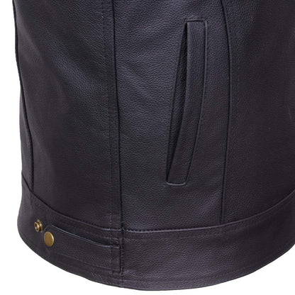 QUALITY WEARS USA Motorcycle Vests for Men - Leather Motorcycle Conceal Carry Vest - Men Biker Leather Vest
