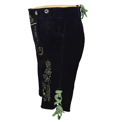 QUALITY WEARS USA German Bavarian Oktoberfest Trachten Men Wear Short Lederhosen (Black & Green)