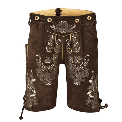 QUALITY WEARS USA Lederhosen Men - Authentic Lederhosen - Leather German Lederhosen for Men,- Brown Style 1