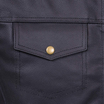 QUALITY WEARS USA Motorcycle Vests for Men - Leather Motorcycle Conceal Carry Vest - Men Biker Leather Vest