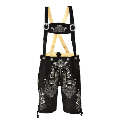 QUALITY WEARS USA Lederhosen Men - Authentic Lederhosen - Leather German Lederhosen for Men, Oktoberfest Outfit - Black