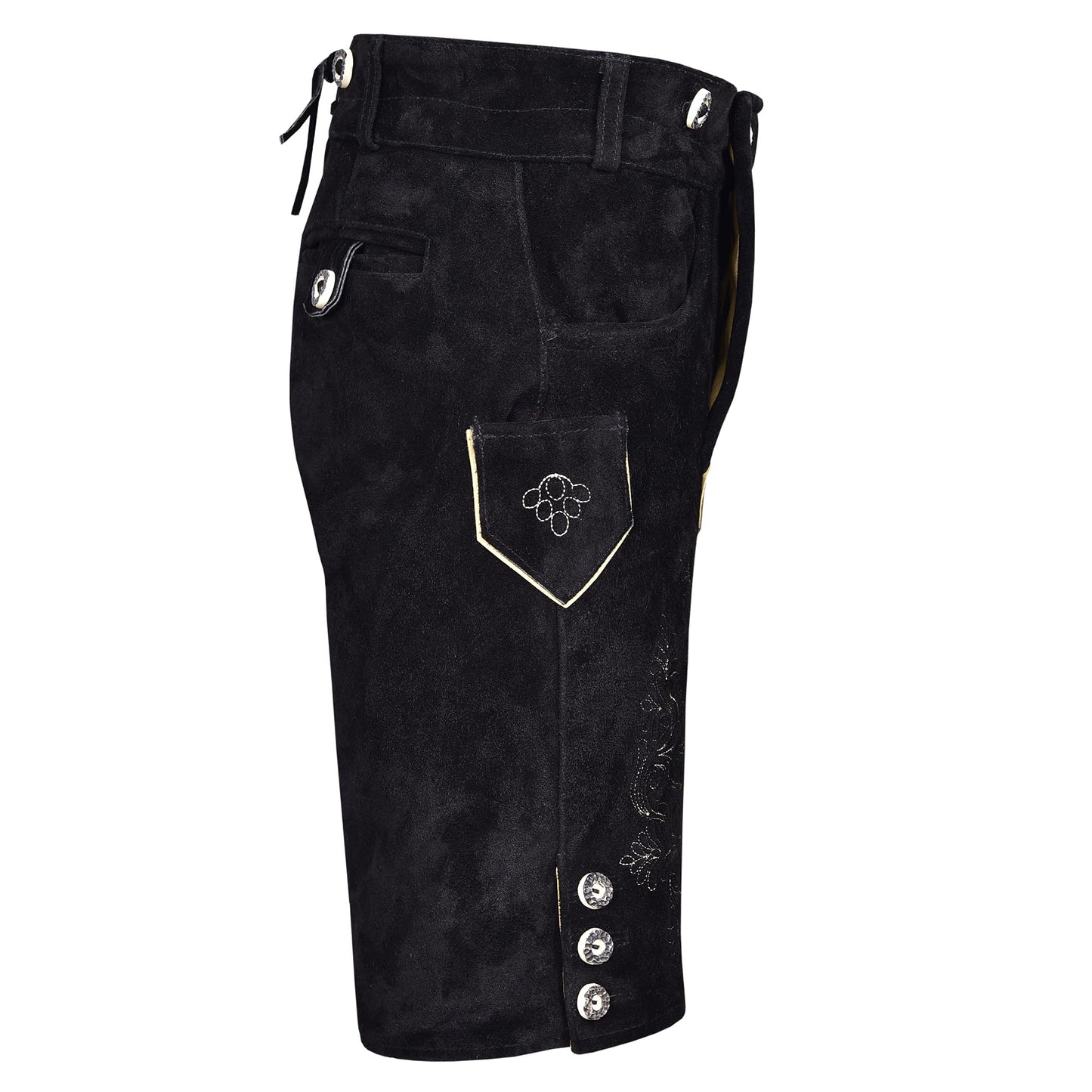 Quality wears Men Authentic Oktoberfest Lederhosen -Bavarian Lederhosen Costume - Lederhosen Men - German Bavarian Trachten Lederhosen (USA 34, Black Small)