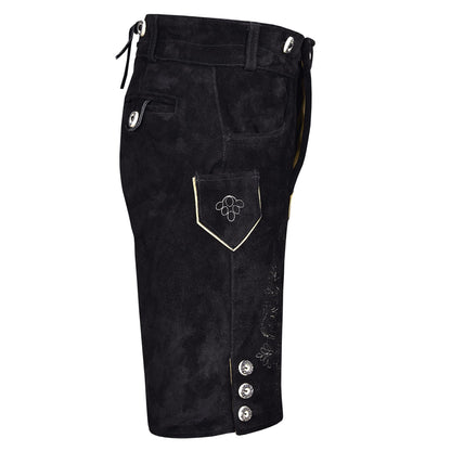 Quality wears Men Authentic Oktoberfest Lederhosen -Bavarian Lederhosen Costume - Lederhosen Men - German Bavarian Trachten Lederhosen (USA 34, Black Small)