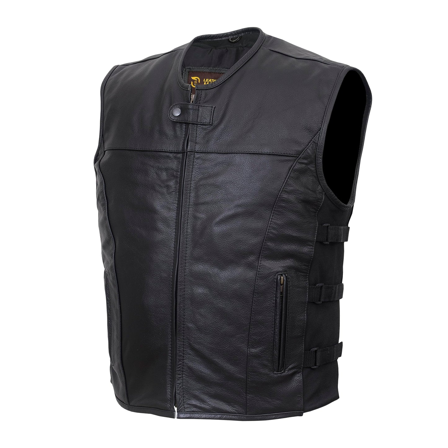 QUALITY WEARS USA Motorcycle Vests for Men - Leather Motorcycle Conceal Carry Vest - Men Biker Leather Vest