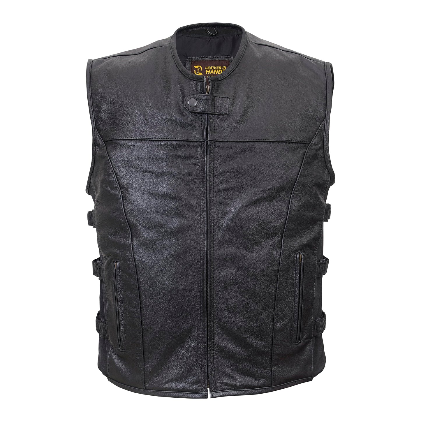 QUALITY WEARS USA Motorcycle Vests for Men - Leather Motorcycle Conceal Carry Vest - Men Biker Leather Vest