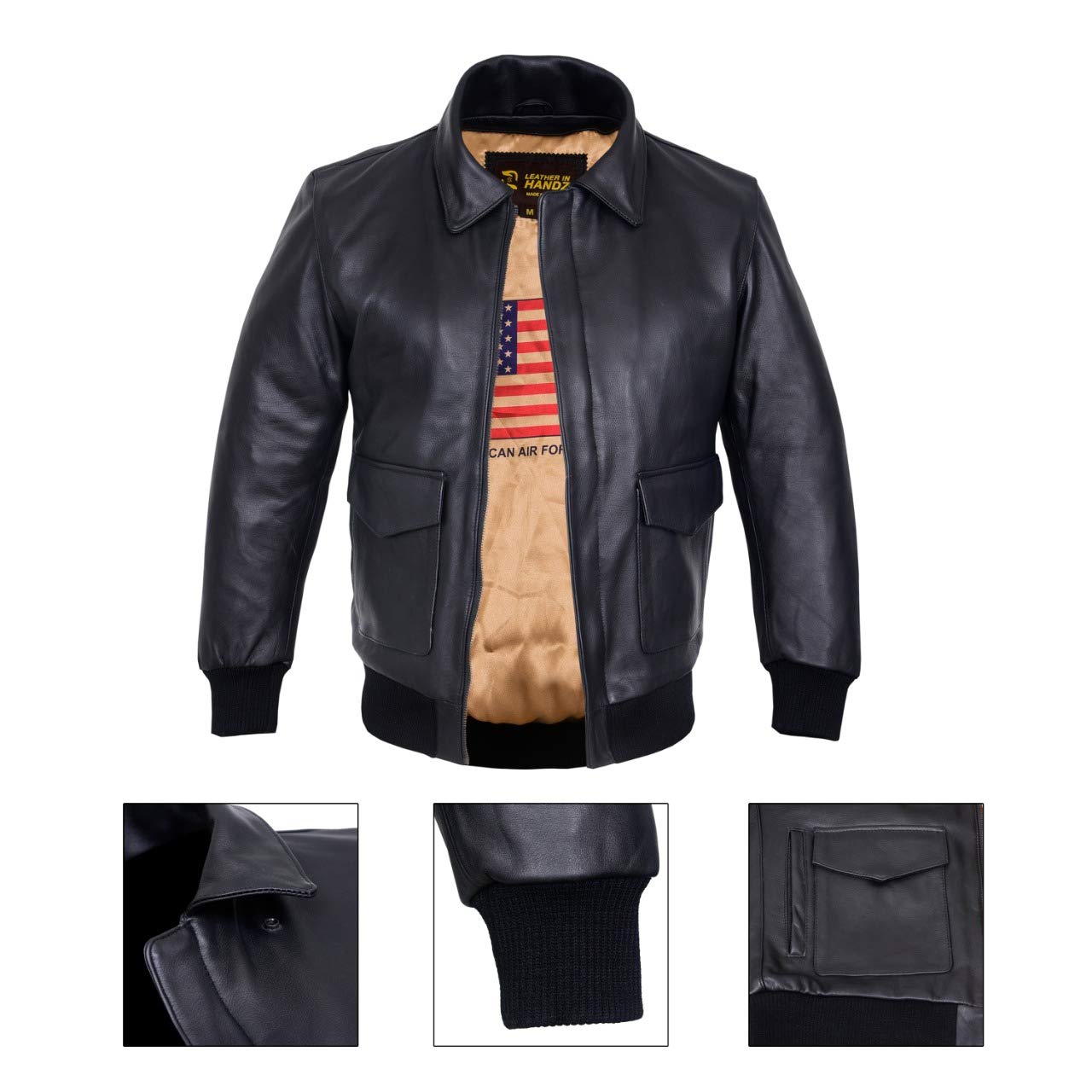 QUALITY WEARS USA Air Force A-2 Leather Flight Bomber Jacket Aviator pilot WWII Jacket (Regular & Special sizes)