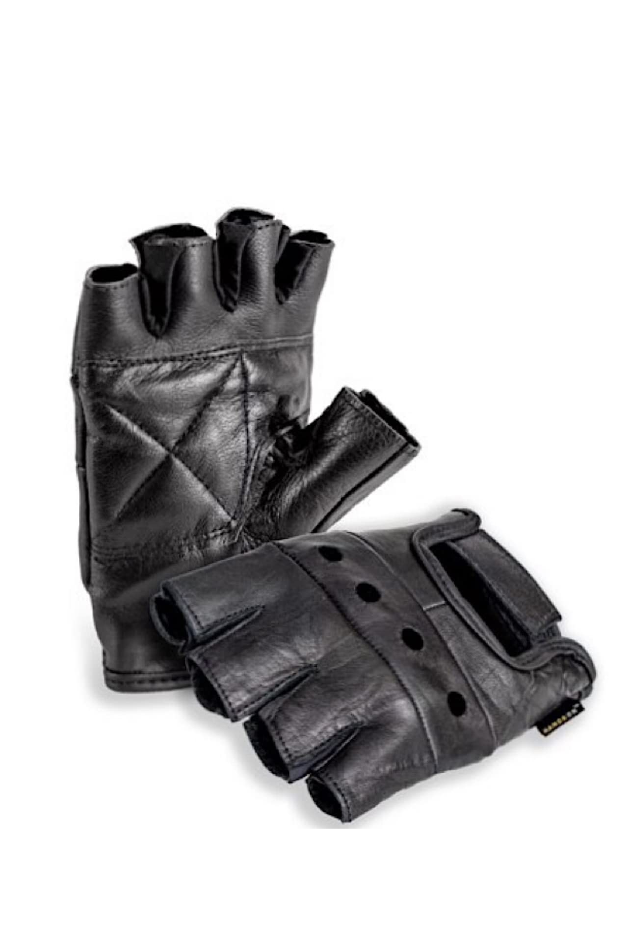 QUALITY WEARS USA Leather Fingerless Men's Motorcycle Premium Driving Gloves