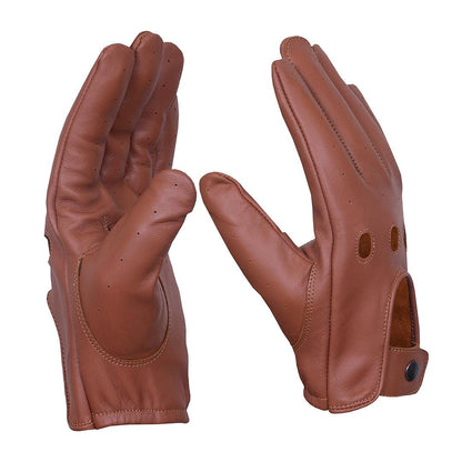 QUALITY WEARS USA Leather Unlined Driving Gloves Men - Duty Search Motorcycle Summer Gloves