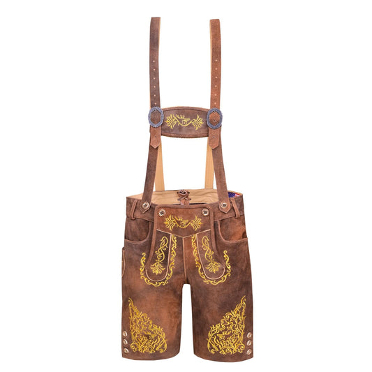 QUALITY WEARS USA Lederhosen Men - Authentic German Bavarian Lederhosen - Men Oktoberfest Lederhosen Rustic Bronze