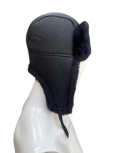 Unisex Double Face Leather Sheepskin Trapper Hat Russian Ushanka Aviator Fur hat Winter hat