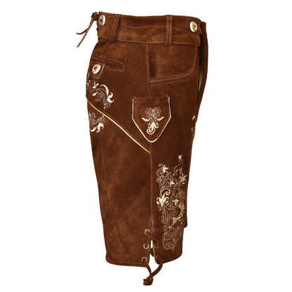 QUALITY WEARS USA Men Lederhosen - Authentic Lederhosen - Leather German Lederhosen for Men, Oktoberfest Outfit - Light Brown