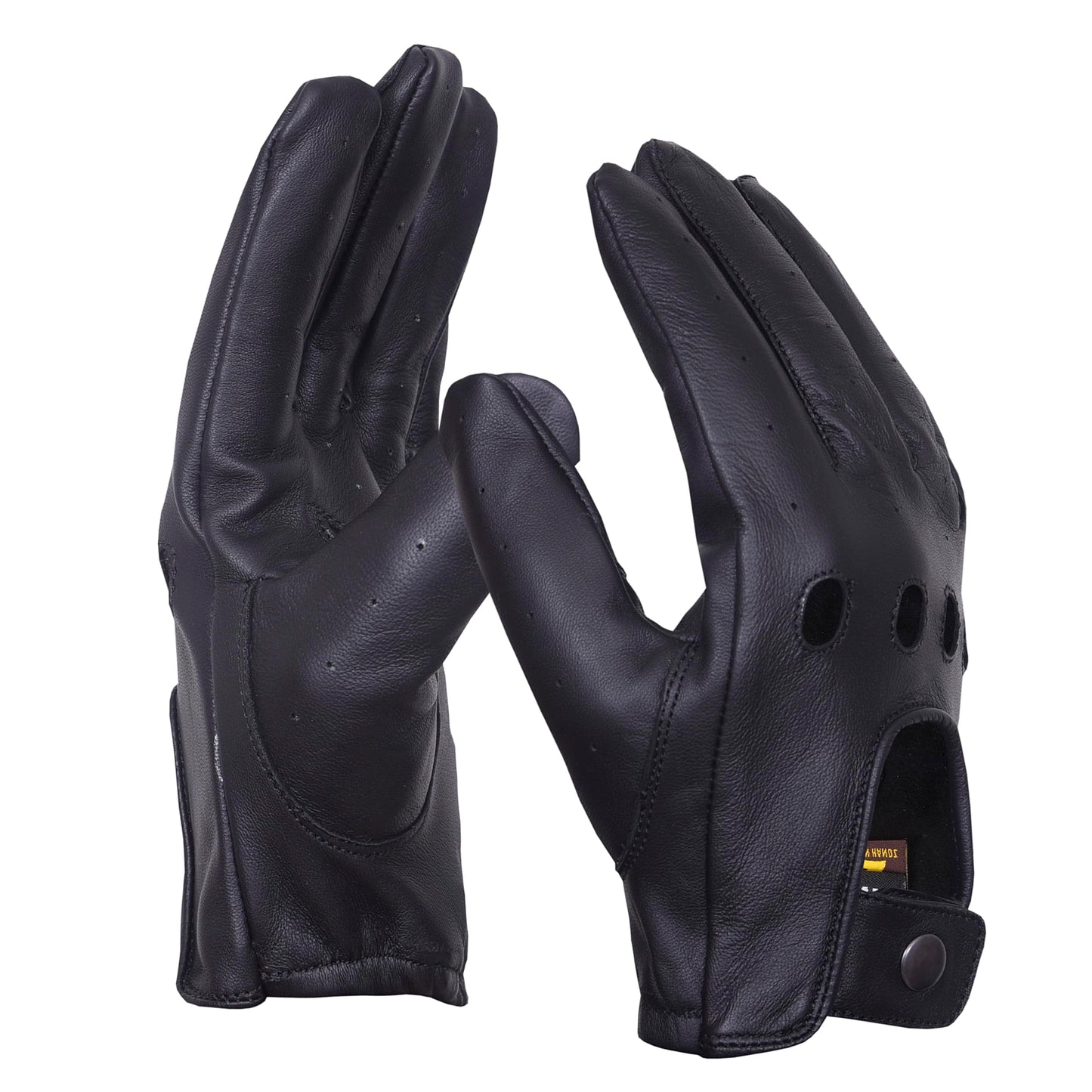 QUALITY WEARS USA Men’s Full-Fingered Leather Gloves for Men - Leather Driving Gloves - Motorcycle Racing Gloves