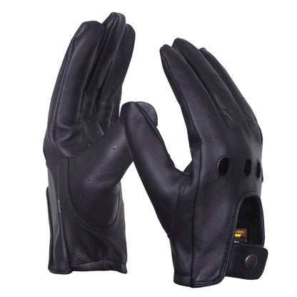 QUALITY WEARS USA Men’s Full-Fingered Leather Gloves for Men - Leather Driving Gloves - Motorcycle Racing Gloves