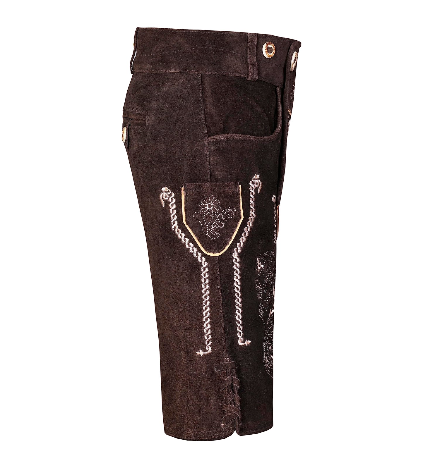 QUALITY WEARS USA Lederhosen Men - Authentic German Bavarian Lederhosen - Men Oktoberfest Lederhosen (Bronze Mocha Brown)