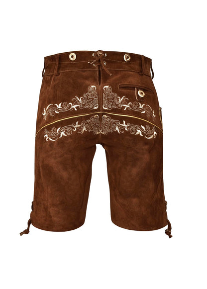 QUALITY WEARS USA Men Lederhosen - Authentic Lederhosen - Leather German Lederhosen for Men, Oktoberfest Outfit - Light Brown