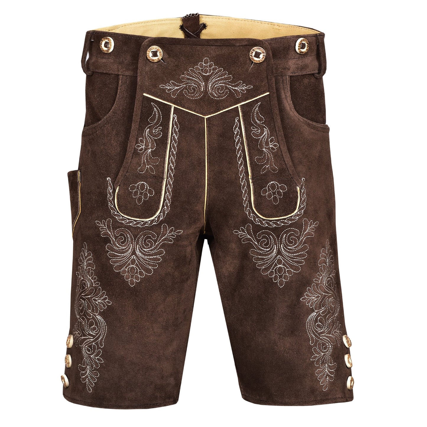 QUALITY WEARS USA Men Lederhosen - Authentic Lederhosen - Leather German Lederhosen for Men, Oktoberfest Outfit - Brown