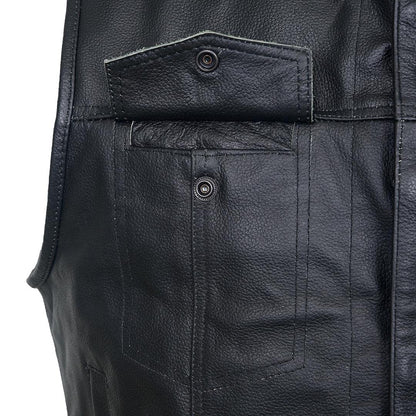 QUALITY WEARS USA Motorcycle Vests for Men - Leather Motorcycle Conceal Carry Vest - Men Biker Leather Vest