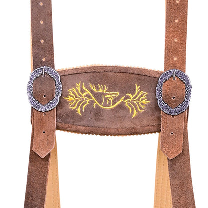 QUALITY WEARS USA Lederhosen Men - Authentic German Bavarian Lederhosen - Men Oktoberfest Lederhosen Rustic Bronze