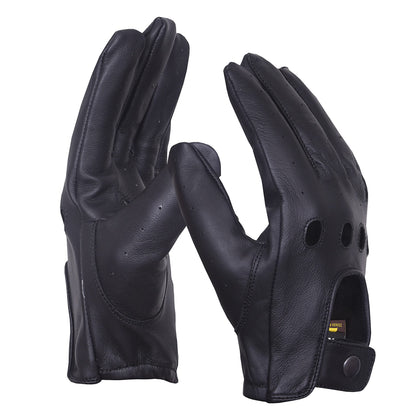QUALITY WEARS USA Men’s Full-Fingered Leather Gloves for Men - Leather Driving Gloves - Motorcycle Racing Gloves