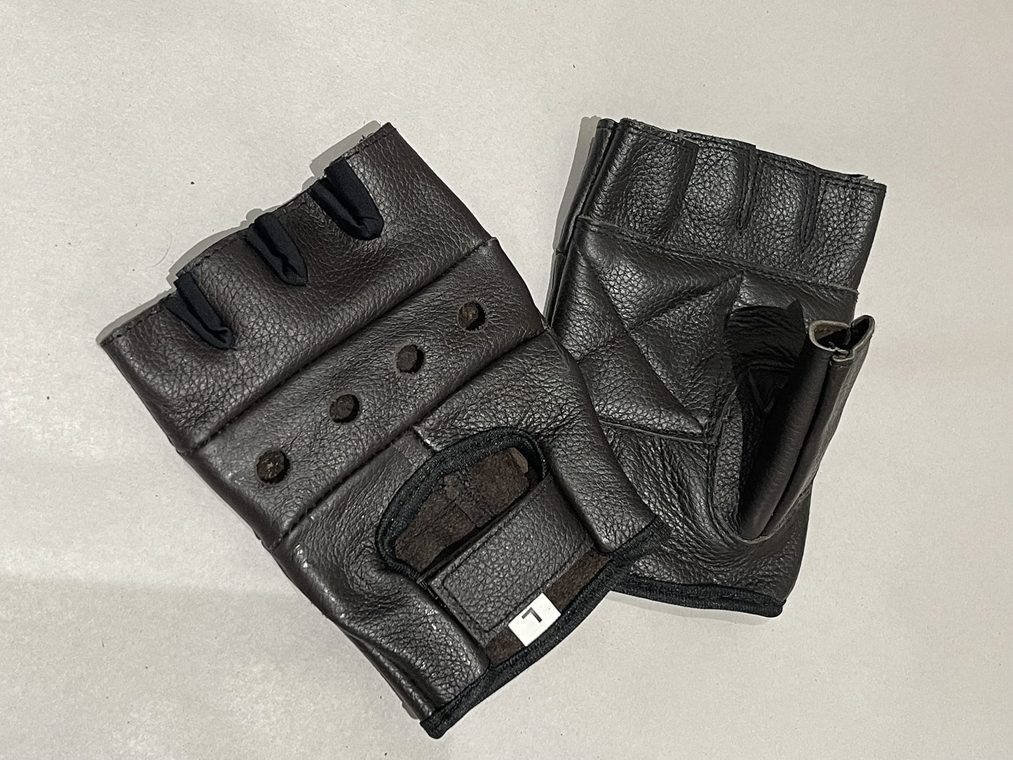 QUALITY WEARS USA Leather Fingerless Men's Motorcycle Premium Driving Gloves