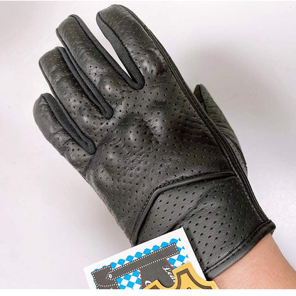QUALITY WEARS USA Motorcycle Touchscreen Gloves - Motorcycle Gloves for Men - Leather Biker Gloves - Riding, Driving, Racing ATV Perforated Gloves