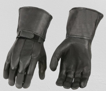QUALITY WEARS USA Men's Leather Gauntlet Motorcycle Gloves- Motorcycle Thermal Lined Gloves- Leather Gauntlet Gloves