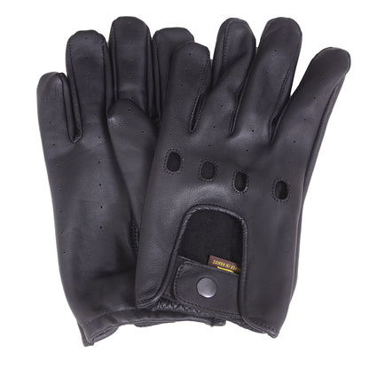 QUALITY WEARS USA Men’s Full-Fingered Leather Gloves for Men - Leather Driving Gloves - Motorcycle Racing Gloves