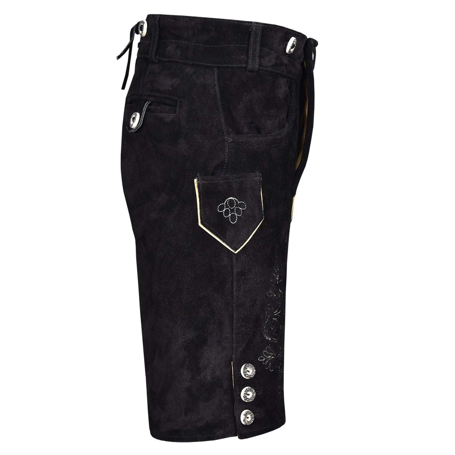 QUALITY WEARS USA Men Lederhosen - Authentic Lederhosen - Leather German Lederhosen for Men, Oktoberfest Outfit - Black