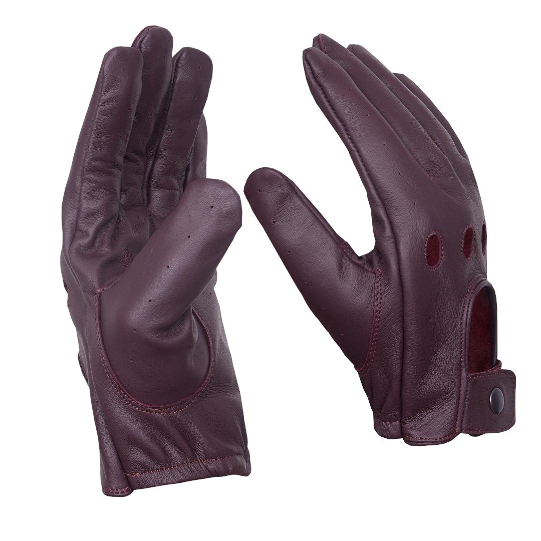 QUALITY WEARS USA Leather Driving Gloves Unlined - Motorcycle Racing Summer Gloves