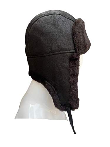 Unisex Double Face Leather Sheepskin Trapper Hat Russian Ushanka Aviator Fur hat Winter hat