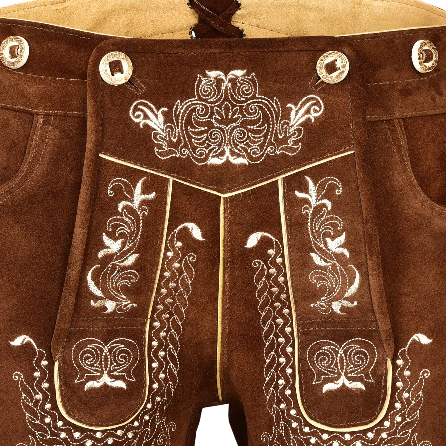 QUALITY WEARS USA Men Lederhosen - Authentic Lederhosen - Leather German Lederhosen for Men, Oktoberfest Outfit - Light Brown