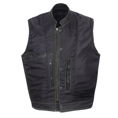 QUALITY WEARS USA Leather motorcycle vest - SOA Leather Motorcycle Vest - Concealed Carry Pocket Outlaw Leather Vest