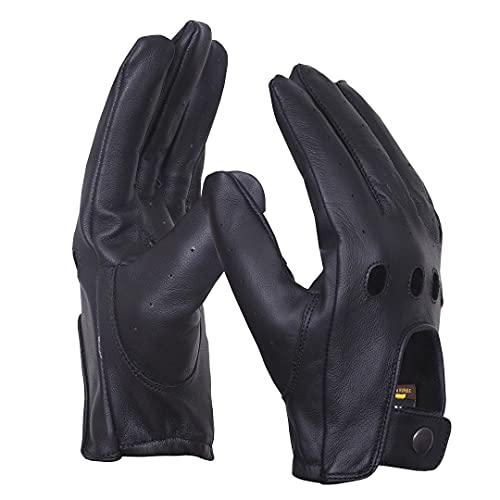 QUALITY WEARS USA Leather Driving Gloves Unlined - Motorcycle Racing Summer Gloves
