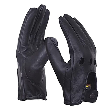 QUALITY WEARS USA Leather Driving Gloves Unlined - Motorcycle Racing Summer Gloves