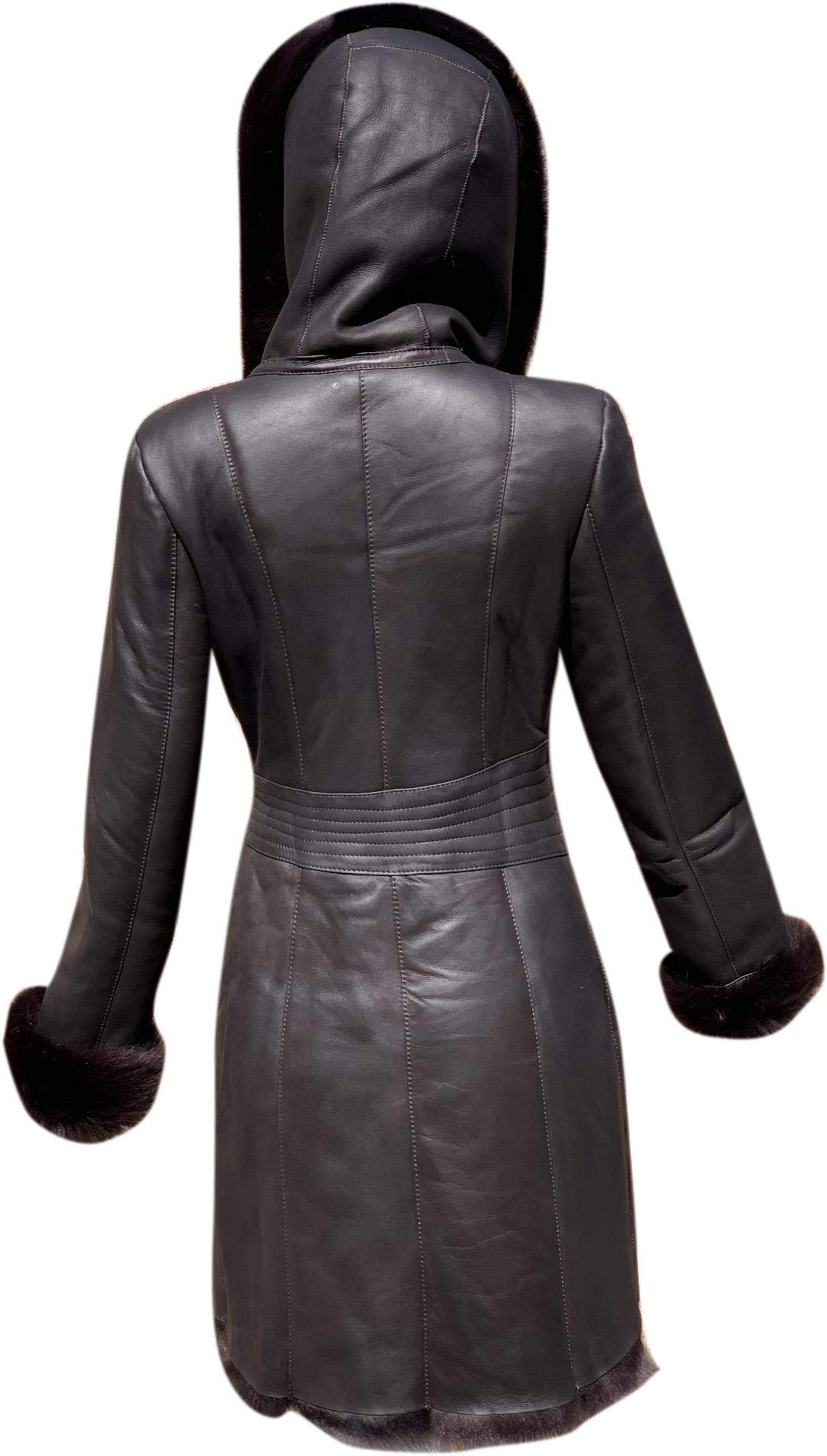 Sheepskin Shearling Leather Bomber Jacket 100% Natural Wool Fur Pilot Jacket (Chocolate-Fur)