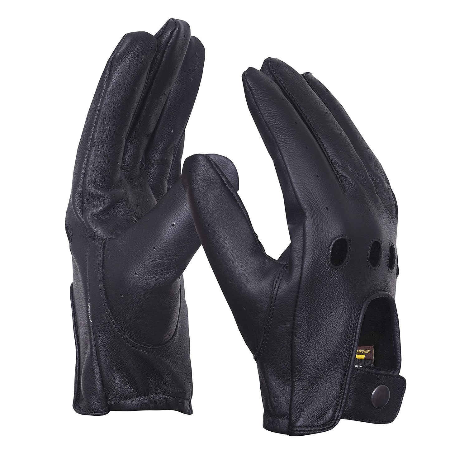 QUALITY WEARS USA Men’s Full-Fingered Leather Gloves for Men - Leather Driving Gloves - Motorcycle Racing Gloves