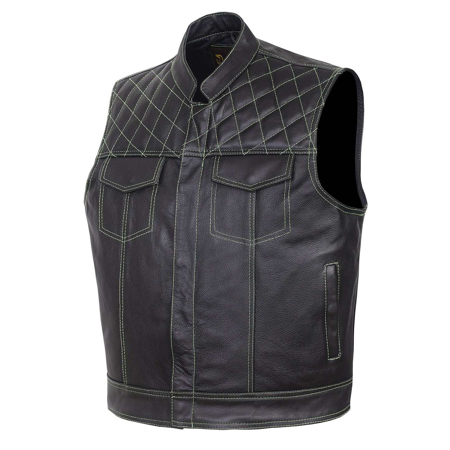 QUALITY WEARS USA Leather motorcycle vest - SOA Leather Motorcycle Vest - Concealed Carry Pocket Outlaw Leather Vest