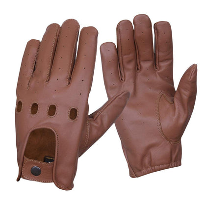 QUALITY WEARS USA Leather Driving Gloves Unlined - Motorcycle Racing Summer Gloves