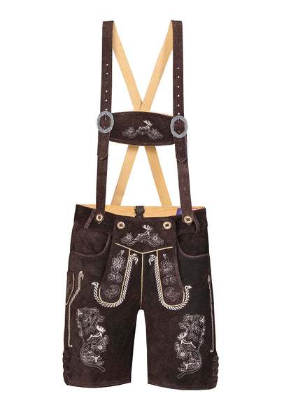 QUALITY WEARS USA Lederhosen Men - Authentic German Bavarian Lederhosen - Men Oktoberfest Lederhosen (Bronze Mocha Brown)