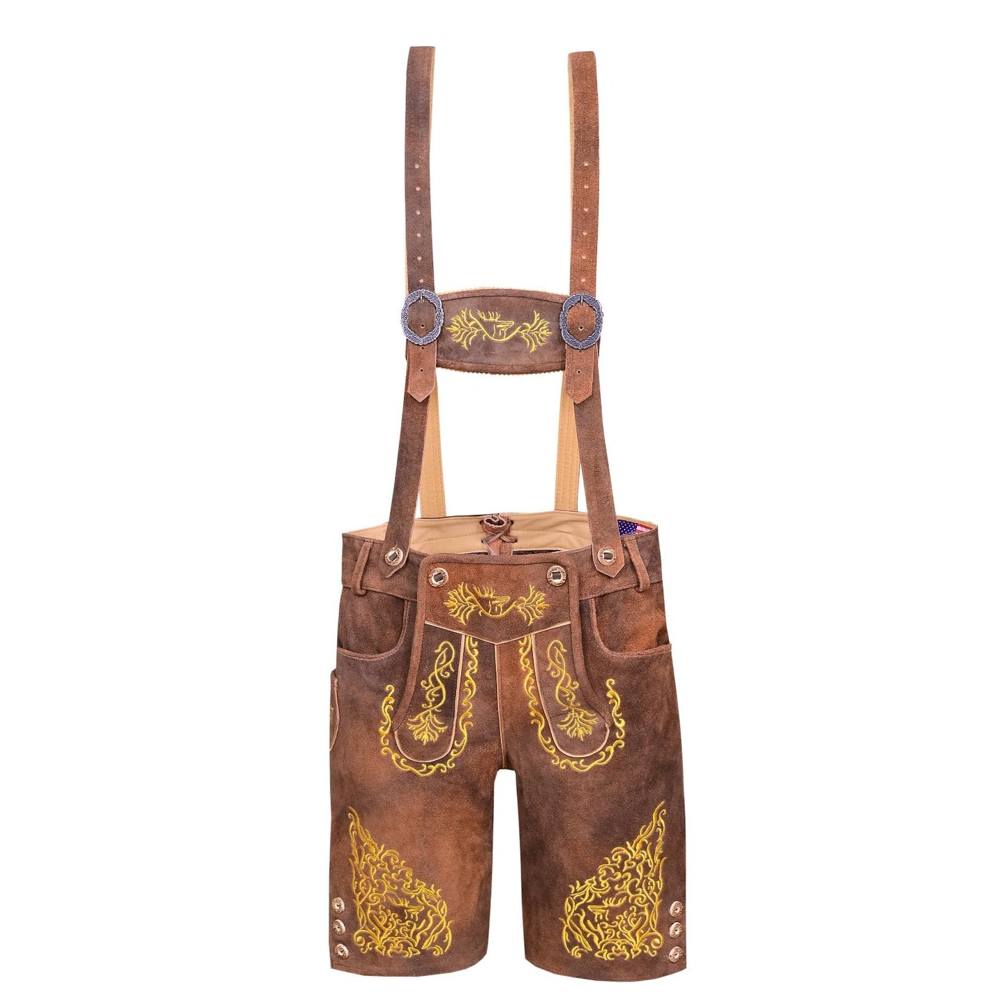 QUALITY WEARS USA Lederhosen Men - Authentic German Bavarian Lederhosen - Men Oktoberfest Lederhosen Rustic Bronze