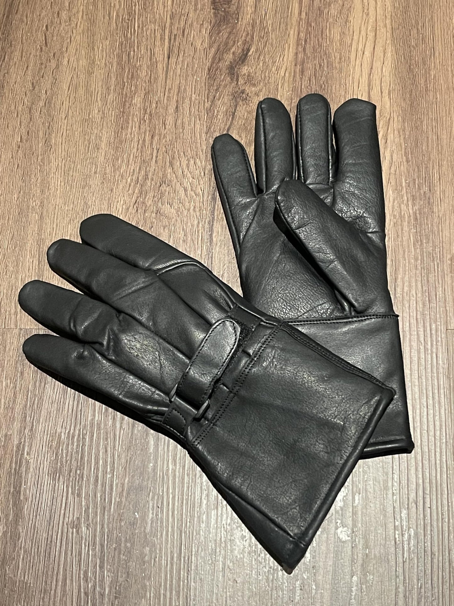 QUALITY WEARS USA Men's Leather Gauntlet Motorcycle Gloves- Motorcycle Thermal Lined Gloves- Leather Gauntlet Gloves