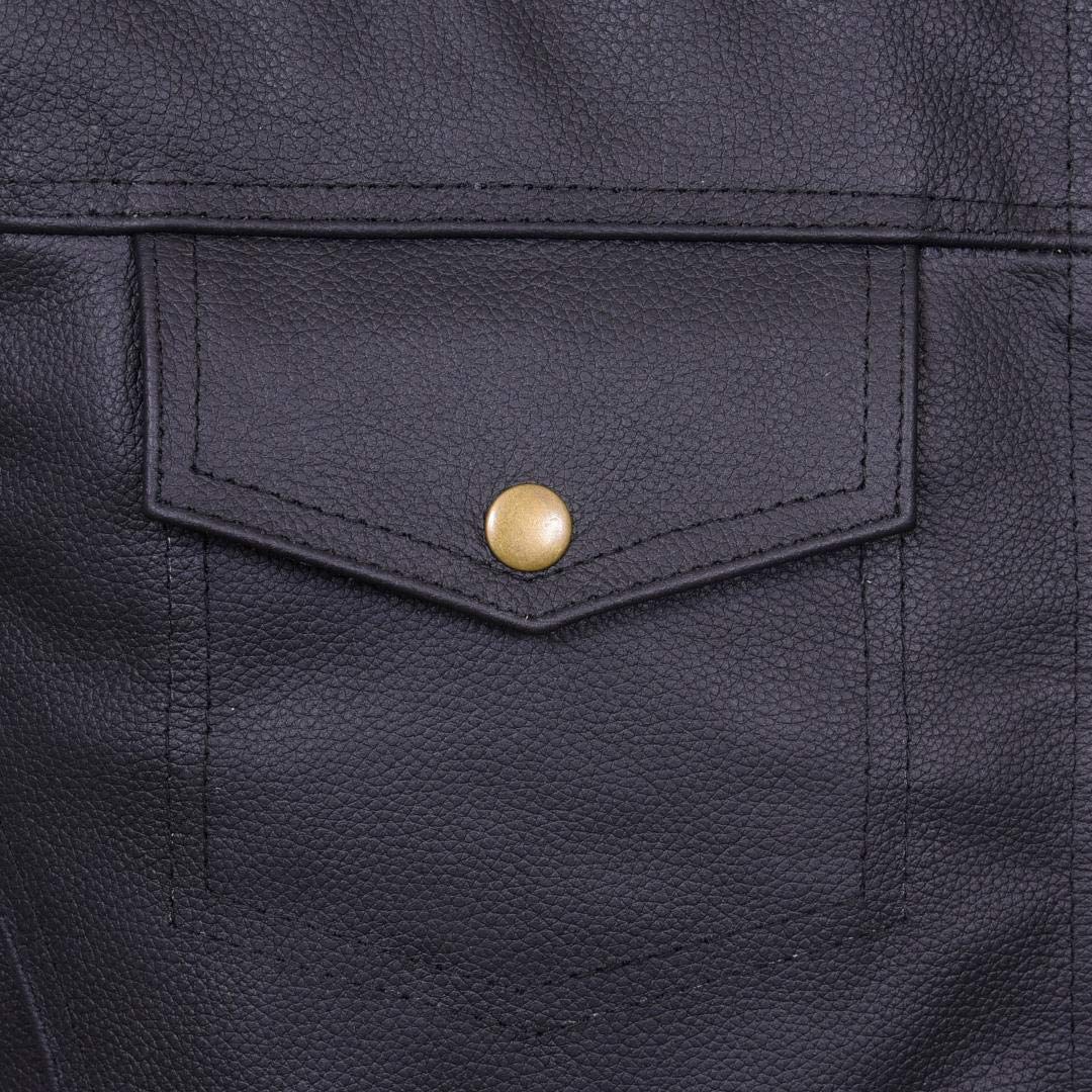 QUALITY WEARS USA Motorcycle Vests for Men - Leather Motorcycle Conceal Carry Vest - Men Biker Leather Vest