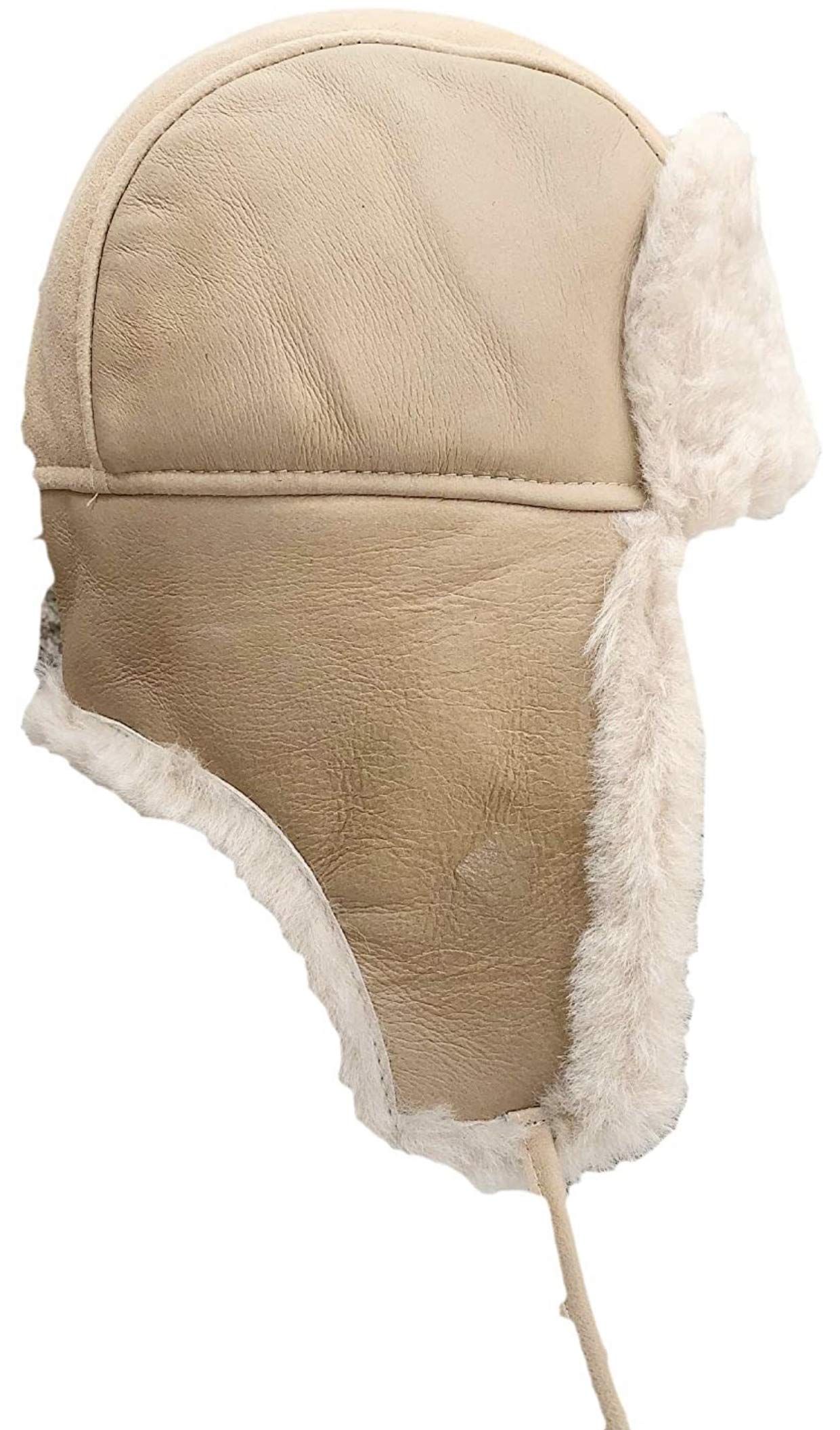 Unisex Double Face Leather Sheepskin Trapper Hat Russian Ushanka Aviator Fur hat Winter hat