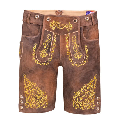 QUALITY WEARS USA Lederhosen Men - Authentic German Bavarian Lederhosen - Men Oktoberfest Lederhosen Rustic Bronze