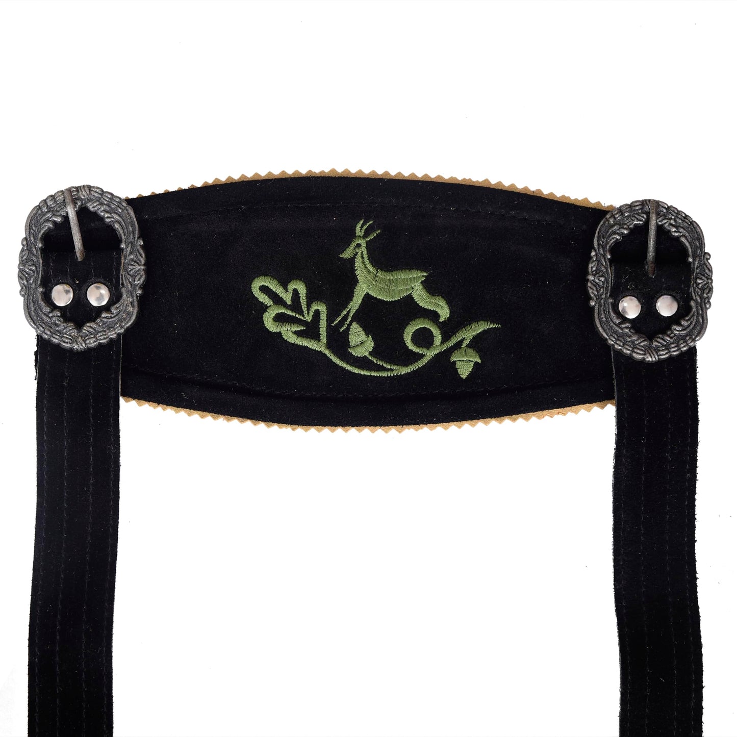 QUALITY WEARS USA Men Lederhosen - Authentic Lederhosen - Leather German Lederhosen for Men - Black & Green