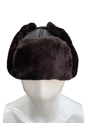 Unisex Double Face Leather Sheepskin Trapper Hat Russian Ushanka Aviator Fur hat Winter hat