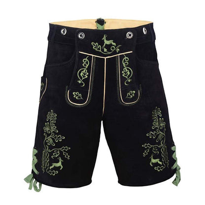 QUALITY WEARS USA German Bavarian Oktoberfest Trachten Men Wear Short Lederhosen (Black & Green)