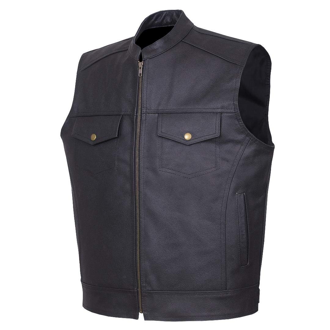 QUALITY WEARS USA Motorcycle Vests for Men - Leather Motorcycle Conceal Carry Vest - Men Biker Leather Vest